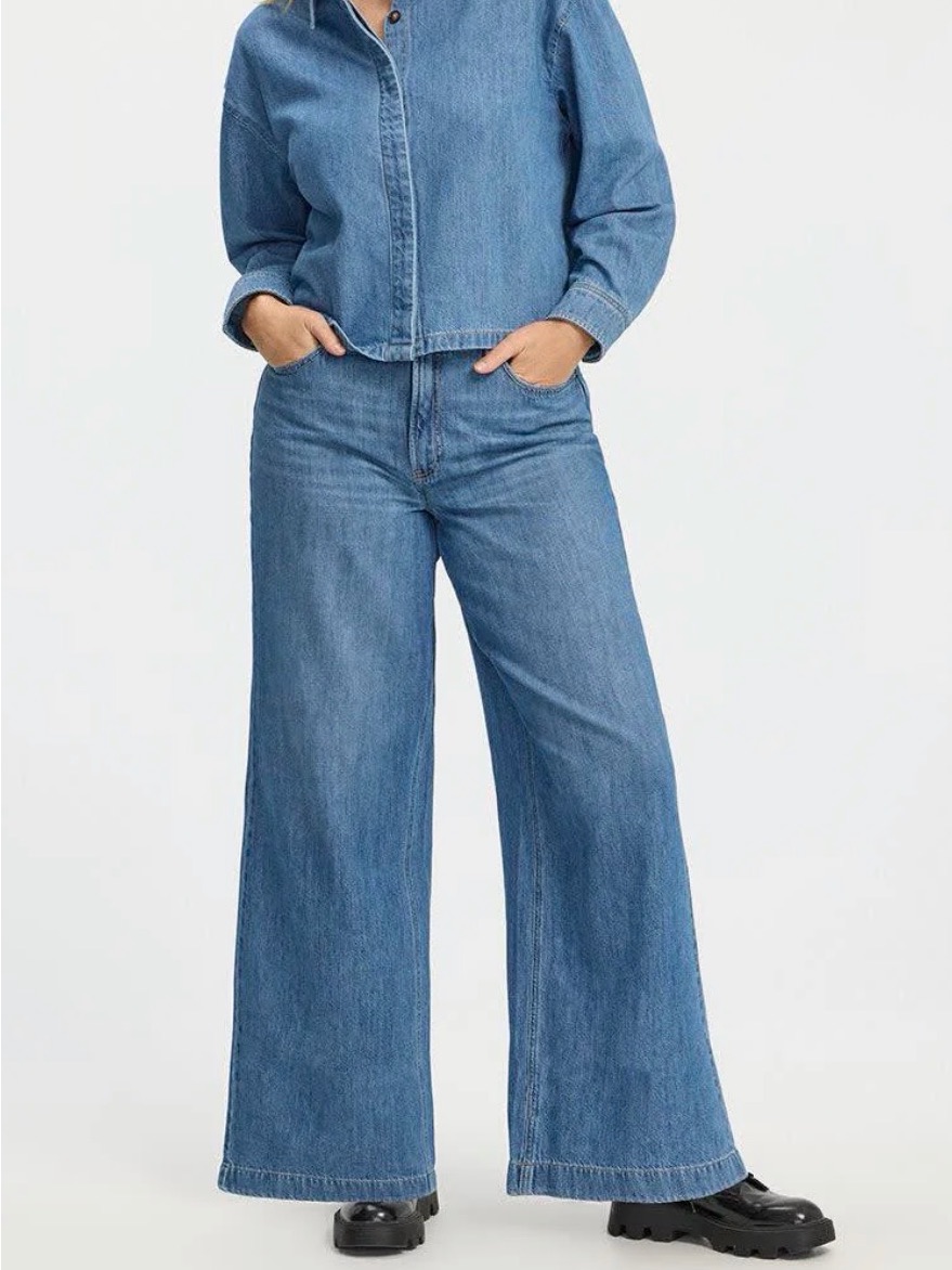 Reitmans Light Blue Wide-Leg High-Rise Jeans